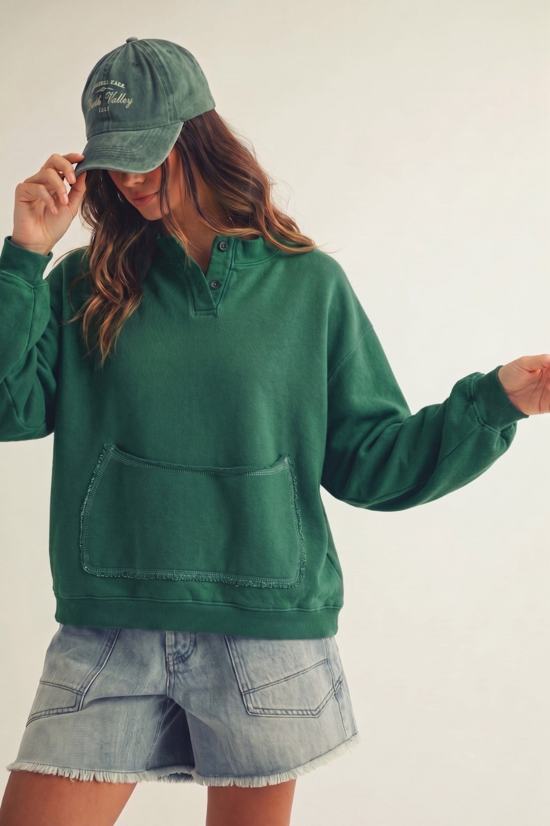 Front Pocket Button Up Sweatshirt