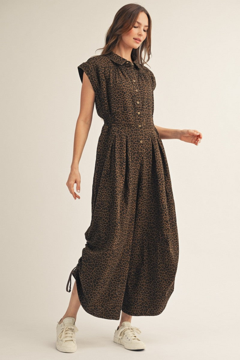 Denim Leopard Jumpsuit