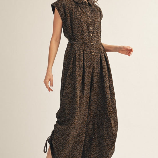 Denim Leopard Jumpsuit