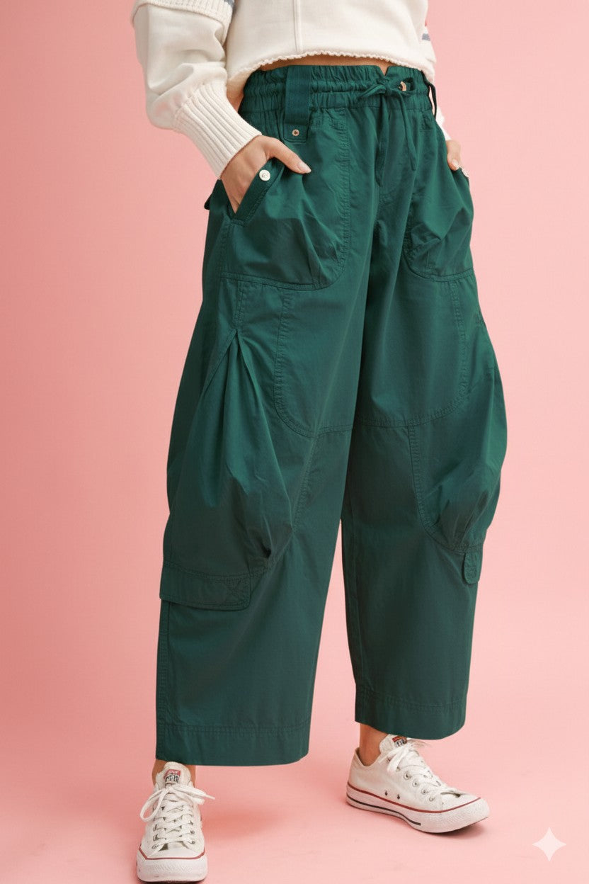 Green balloon cargo pants