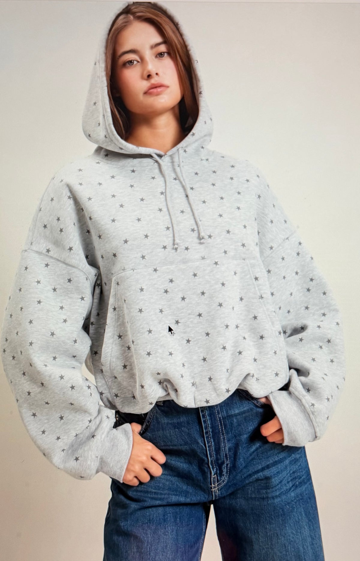 Star Print Bubble Hoodie