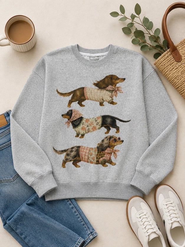 Playful Dachshund Graphic Nantucket Sweatshirt