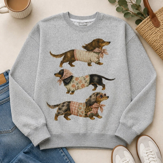 Playful Dachshund Graphic Nantucket Sweatshirt